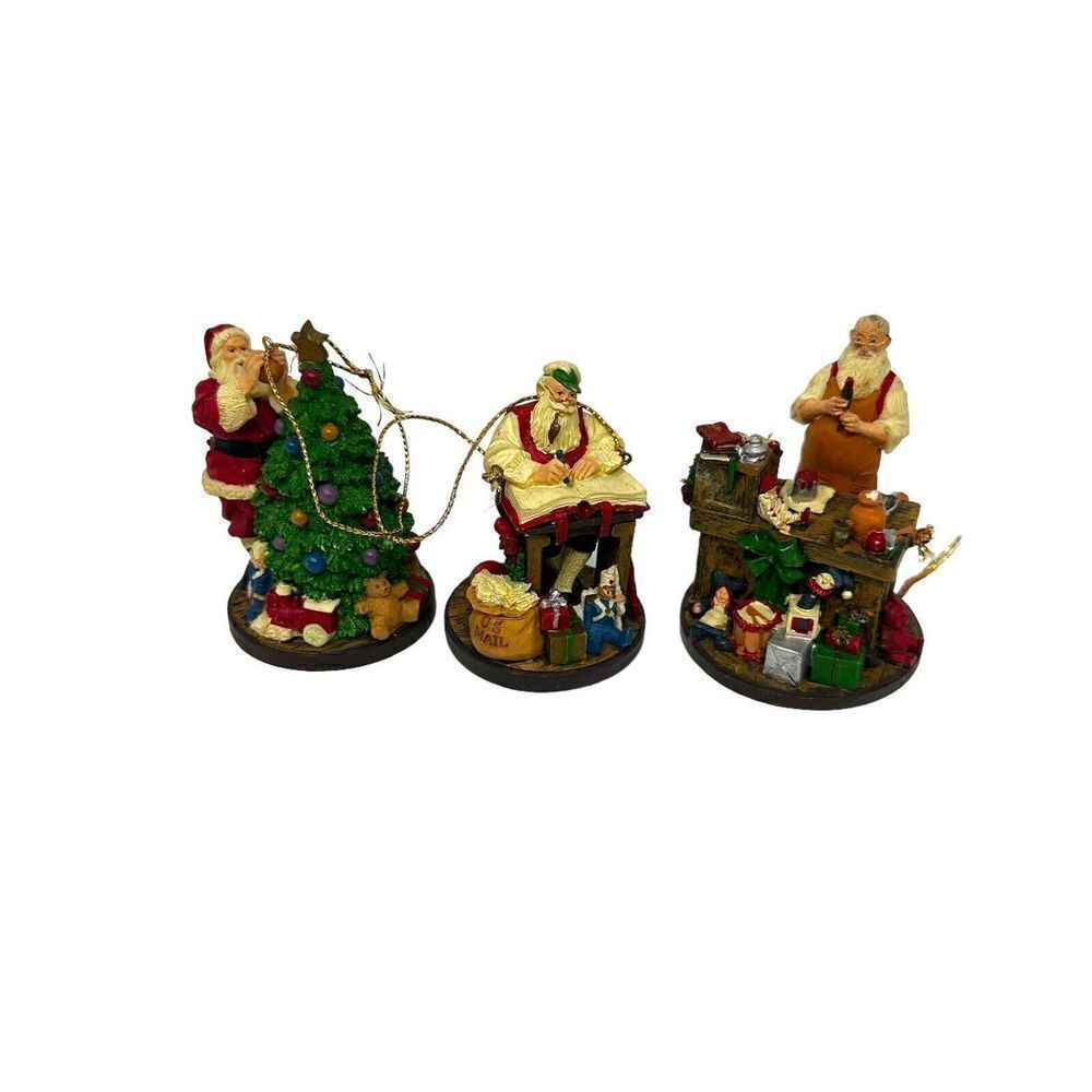 Lot of (3) Norman‎ Rockwell's Celebration Of Santa Christmas Ornaments 1993